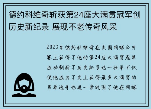 德约科维奇斩获第24座大满贯冠军创历史新纪录 展现不老传奇风采
